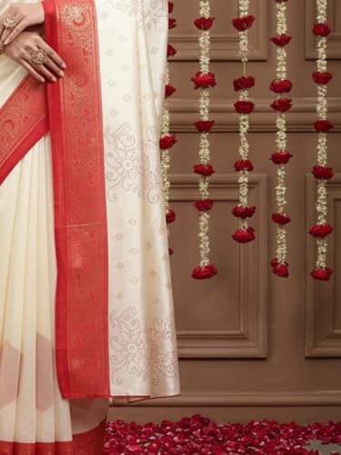Image of AKHILAM Women's Kanjivaram Pure Soft Silk Saree With Unstitched Blouse Piece