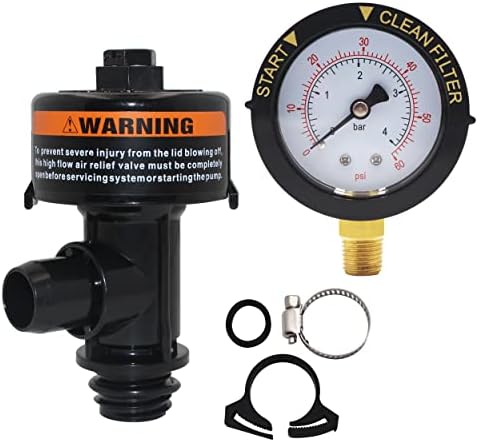 TIROAR 98209800 Manual Air Relief Valve with Pressure Gauge Replacement for Pentair Pool and Spa Filter