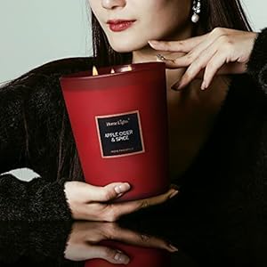 HomeLights Highly Scented Candles, Big 33.3 oz for Home, Natural Soy Aromatherapy Candles, Smokeless Long Lasting 130h with 3 Cotton Wicks, Candles Gifts for Women & Men - Apple Cider & Spice HomeLights Highly Scented Candles Big 333 oz for Home Natural Soy Aromatherapy Candles Smokeless Long Lasting 130h with 3 Cotton Wicks Candles Gifts for Women Men Apple Cider Spice