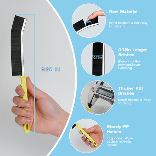 Image of Hard Bristle Crevice Cleaning Brush Multifunctional Corners Gap Cleaning Brush Crevice Cleaning for Household Use (3Pcs Black+3Pcs White)