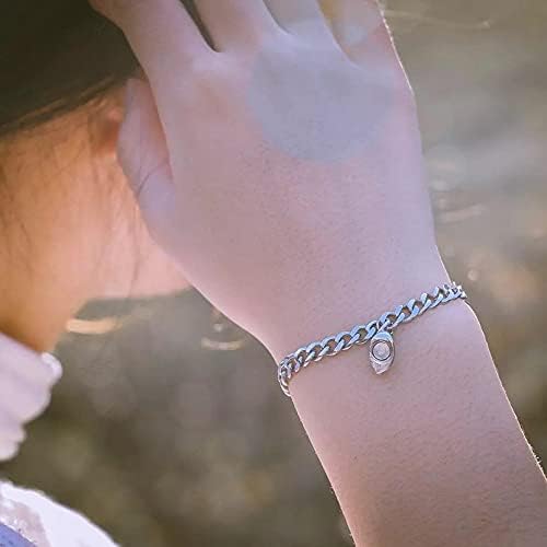Miniatura 6 de 2 piezas Juego de pulseras magnéticas para parejas, pulsera de cadena cubana, pulsera magnética de corazón de durazno, pulsera de promesa de