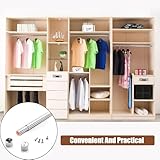 Extendable Clothes Rail,31-51cm Extendable Wardrobe Rail Adjustable Stainless Steel Wardrobe Rod with End Sockets and Screws Adjustable Wardrobe Rail for Wardrobe, Shower, Balcony, Windows - Image 6