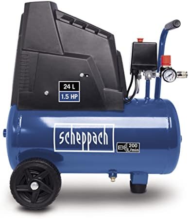 Bild 6 - Scheppach Kompressor HC25o (1100W, 24 L,8 bar, Ansaugleistung 165 l/min, Druckminderer, ölfrei) - inkl. 13-teiligem Druckluft-Werkzeug-Set + 5 m Spiralschlauch