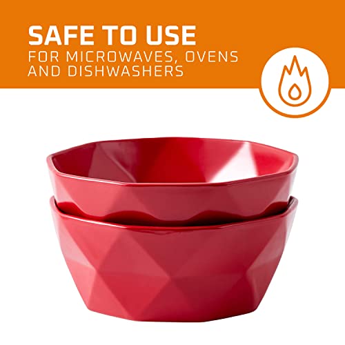 Bruntmor Geometric Ceramic 60 Oz Bowls - Oven To Table Bakeware Bowls - Elegant Matte Serving Bowls For Soup, Cereal, Salads, Pasta, Dessert & Snack Bowls - Oven Safe Bake And Serve Bowls, (8.5 Inch) #TOP6