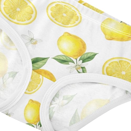 Watercolor Yellow Lemons White Girls Underwear Toddler 2t Cotton Panties for Girl Florals Kids Undies Briefs4