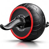 Bauchroller, Bauchtrainer für Zuhause mit ergonomischen Griffen Bauchmuskeltrainer Ab Wheel Fitness Heim und Fitnessstudio Ideal für Damen und Herren, Schwarz