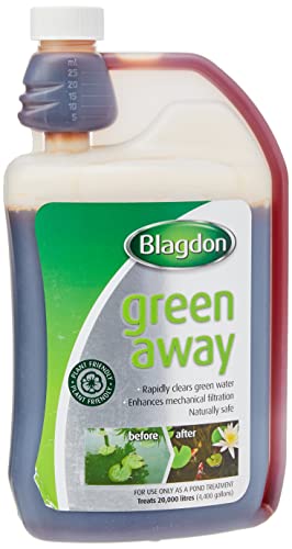 Blagdon Green Away Pond Water Treatment Clears Green Water and Suspended Algae Particles Natural Plant Friendly Safe for Fish 1 Litre Treats 20 000 Litres of Water