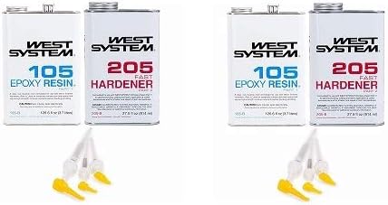West System 105-B Epoxy Resin (.98 gal) with 205-B Fast Epoxy Hardener (.86 qt) and Mini Epoxy Metering Pump Set (Тwо Расk)