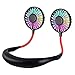 Produktbild Agedate Tragbarer USB Ventilator Nackenbügel Ventilator Mini Lüfter mit LED Licht, 3-Speed Betrieb, 360 Grad Drehung, Wiederaufladbar Leise Neckband-Lüfter USB-Ventilatoren - Schwarz Rot