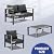 VINGLI Outdoor Furniture 4 Pieces Modern Aluminum Patio Furniture Set, Patio Sofa Set Outdoor Patio Conversation Sectional Set for Lawn, Garden, Backyard (Gray)