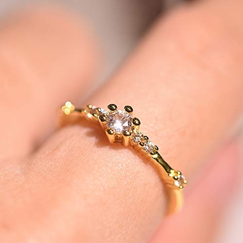 7 Tiny Diamond Pieces of Exquisite Ring Stacking Rings for Women Small Fresh Style Ladies Engagement Ring Jewelry | Gold Silver Rings for Women3