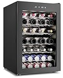 Feelfunn 4.5 Cu.Ft Wine Cooler Refrigerator - 45 Bottle Wine Fridge with Glass Door for Beer Soda Water Drink, Small Wine Cellar Beverage Refrigerator for Bedroom Home Office Bar Dorm, Black