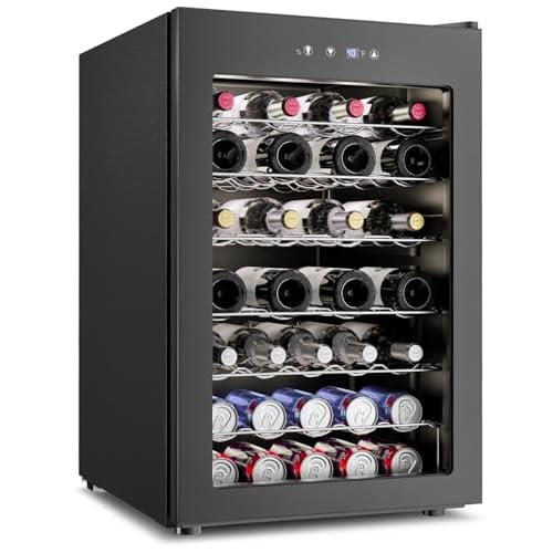 4.5 Cu.Ft Wine Cooler Refrigerator – 45 Bottle Wine Fridge with Glass Door for Beer Soda Water Drink, Small Wine Cellar Beverage Refrigerator for Bedroom Home Office Bar Dorm, Black