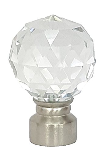 Home Harmony® 28mm Curtain Pole Ends Finials Pack Of 2 Available in Silver and Black (Silver, Crystal Glass)