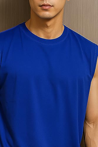 Image of JUGULAR Tank Tops Sleeveless T-Shirt for Men Gym Wear Vest Solid Stylish Round Neck Running for Sports Workout Fitness & Casual or Beach Wear