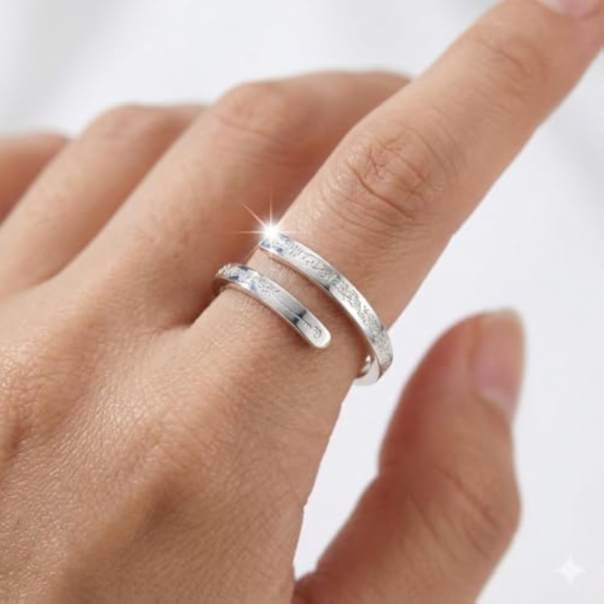 Silver Plated Adjustable Open Ring, Minimalist Wrap Band