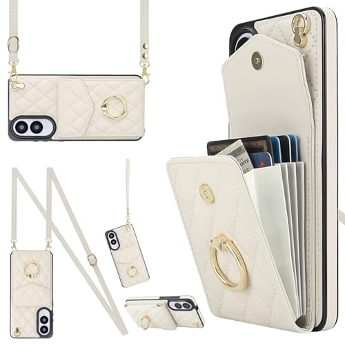 MRRSIWEI Samsung Galaxy S25 FE (S25�ł͂���܂���) �E�H���b�g�P�[�X �J�[�h�z���_�[�t�� �N���X�{�f�B �������[�h ���X�g�X�g���b�v �L�b�N�X�^���h�J�o�[ �����p Samsung S25 FE�p �������[�h �z���C�g