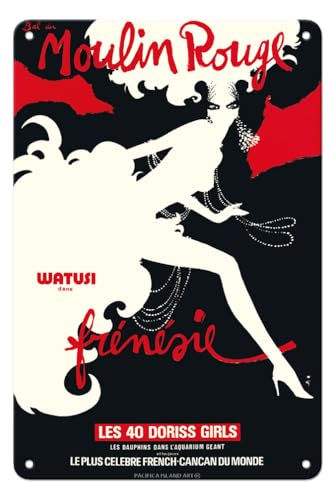 Pacifica Island Art Moulin Rouge Cabaret - Paris France - Watusi Dance - 40 Doriss Girls - - Vintage Cabaret Casino Poster by René Gruau c.1970-8 x 12 inch Vintage Metal Tin Sign