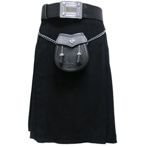 Tartanista - Kilt escocés Liso para niños - Negro - UK18 (45,5cm)