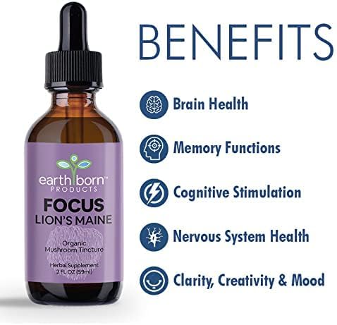 Earthborn Organic Lion’s Mane Mushroom Tincture – Herbal Liquid Drops – Natural Wellness Support – 1 oz (30 Servings) - Image 2