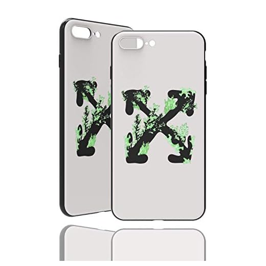 Vitt fodral [passar för Apple iPhone 7/8 Plus, vitt – grön] off white – X White Green – upphöjt fodral – 3D-motiv