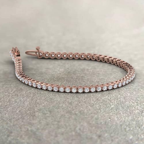 Image of 1 to 6 Carat Prong Set Round Cut Natural Diamond Tennis Bracelet for Women in 14K Gold (7 Inch) (I1-I2 Clarity)