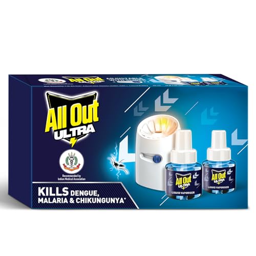 All Out Ultra Mosquito Repellant Combi Pack (Machine + Pack Of 4 Refills) | Kills Dengue Mosquitoes, Liquid