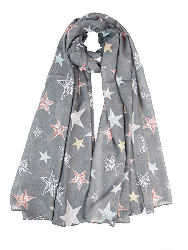 Claudia & Jason® New Design Stars Print Women Ladies Scarf Neck Shawl Stole Wrap Ideal Gift (Grey)