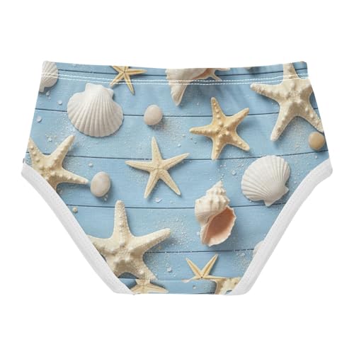 White Seashells Girls Panties, Toddler Girl Briefs, Cotton Underwear for Girls, 2–8 Years2