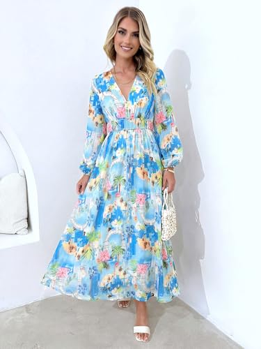 Image of Maxigerui Women's Long Sleeve Floral Maxi Dress 2026 Spring Summer Wedding Guest Dress
