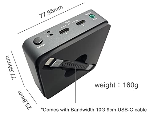 Aegis Dual Usb-C Port Kvm Switch To 4K/30Hz Hdmi_Portable 2 Port Usb Type C Kvm Switch With Usb-C Cable_Macbook Pro, I-Pad Air, Samsung Dex, Sony (Android 11) (Made In Taiwan) #TOP5