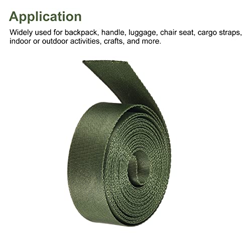 Image of MECCANIXITY Flat Nylon Webbing Strap 1 Inch 4 Yards Dark Green for Backpack, Cargo Strap, Luggage-rack