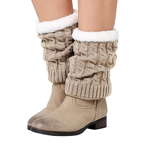 Image of Momolaa Women Boot Toppers Leg Warmers Faux Fur Boot Cuffs for Women Crochet Knitted Boot Socks One Size