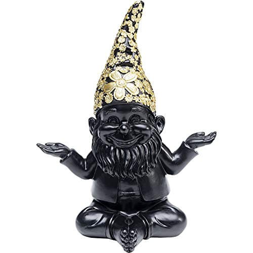 Kare Design Deko Figur Zwerg Meditation, Schwarz/Gold, Gartenzwerg,...
