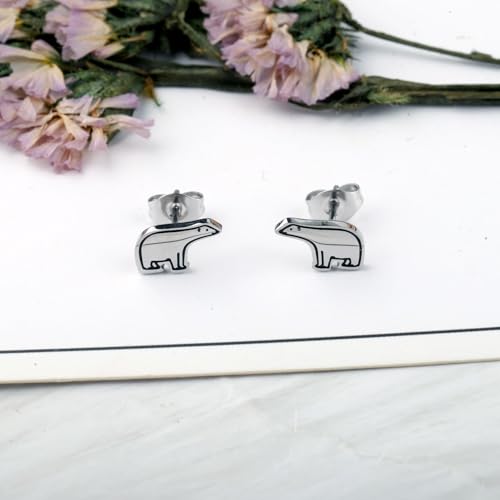 OKEYCH Polar Bears Lover Gift Polar Bear Stud Earrings Who Loves Polar Bears Jewelry North Pole Gift3