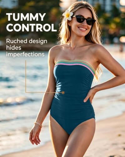Image of Daci Women Strapless Tankini Tummy Control 2 Piece Bandeau Swimsuit