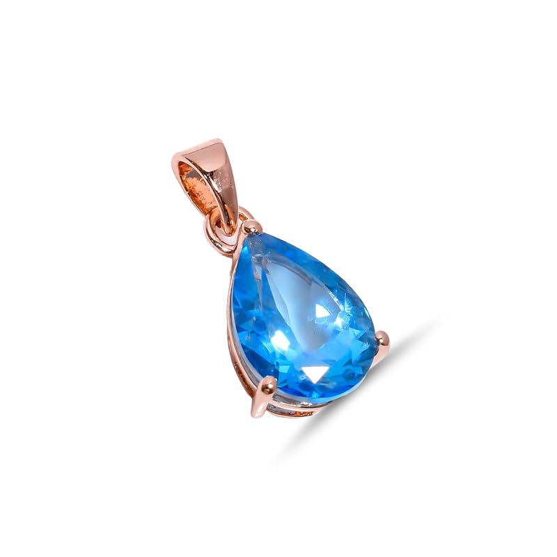 Pendentif topaze bleue suisse en argent 925 fait main, bijou d'exception