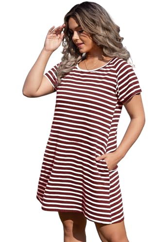 Image of Alaster Women's Casual Summer T Shirt Dress Loose Short Sleeve Tunic Dress with Pocket for Women