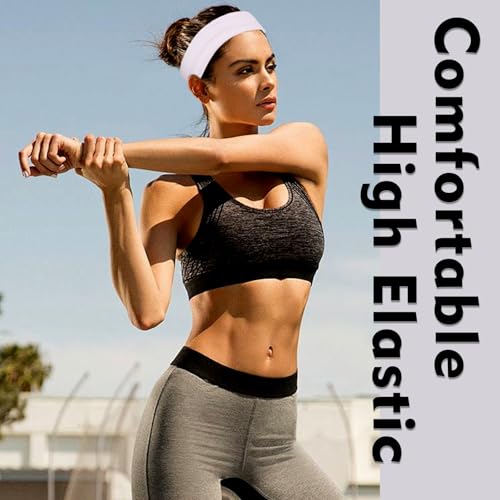 Image of Workout Headbands Non Slip Headband Sport Headbands Sweatbands Elastic Sport Hair Bands for Sports Travel Indoor Fitness Gym