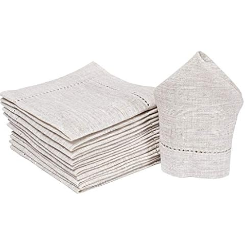 100% Linen Cocktain Napkins With Hemstitched 10x10 inch Natural , Wedding Napkins, Cocktails Napkins, Fabric Napkins, Cotton Napkins Mitered Corners,100% Linen Napkin Set Of 12 Cover
