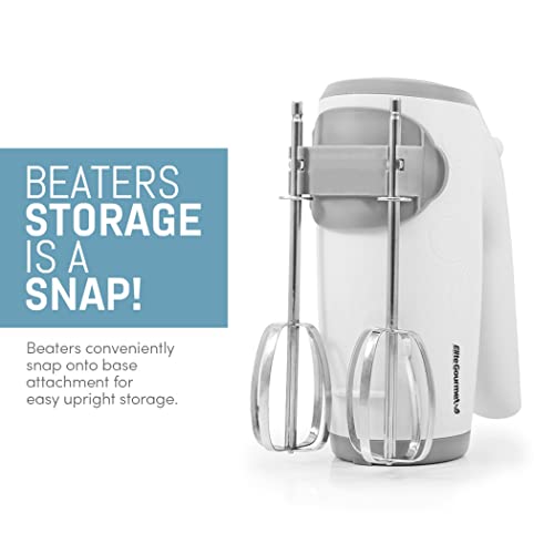 Elite Gourmet EHM-003X Batidora de mano eléctrica ultrapotente de 5 velocidades para la cocina, blanco - imagen 5