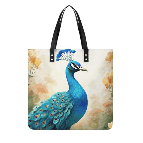 Sac hobo paon bleu en cuir végétalien pour le travail et les voyages