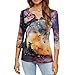 Womens Halloween Henley Shirt 3/4 Sleeve V Neck Pullover Y2K Tops Funny Witch Print T-Shirt Retro Festival Costumes 2025 Fashion Plus Size Tee Loose Lightweight Fall Clothes