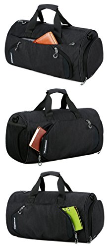 Gym Sports Small Duffel Bag for Men and Women with Shoes Compartment - Mouteenoo (X-Small, Black/Black)