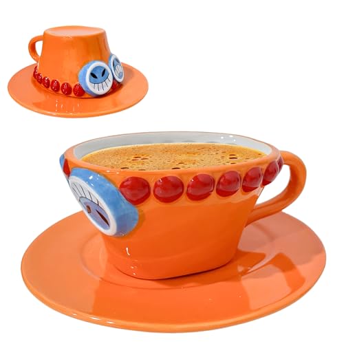 FINDAMAZE Anime Tasse à café, Ace's Straw Hat Mug, Tasse à café en céramique, Tasse à Lait,...