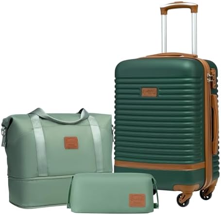 COOLIFE Suitcase Trolley Carry On Hand Cabin Luggage Hard Shell Travel Bag Lightweight with TSA Lock,The Suitcase Included 1pcs Travel Bag and 1pcs Toiletry Bag