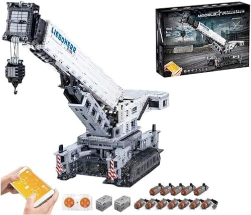 FULHOLPE Technology Crane Building Blocks Kit, 2.4G/APP Control Liebherr LTR 11200 Crane with 12 Motor, 4000 Pieces 1:8 Truck Vehicle Building Set Compatible with Major Brands