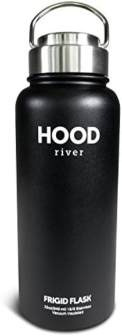 Hood River Frigid Flask Double Wall Insulated Stainless Steel 32 Ounce Wide Mouth With Metal Flip Up Handle Cap