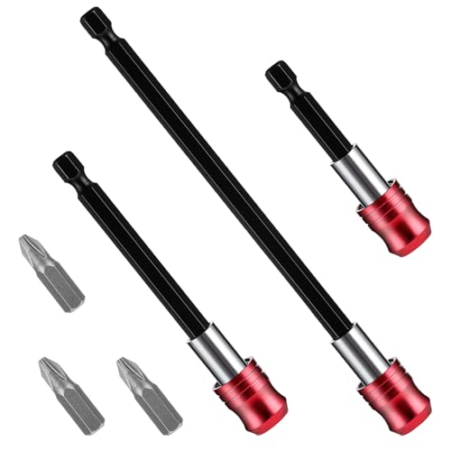PEOVLVN 3 Pcs Drill Bit Extension, 60/100/150mm Long Drill Bit Extender with 3 Screwdriver Impact Bits 1/4 Inch Hex Drill Bit Holder Impact Extension Set for Screwdriver Drill Impact Driver