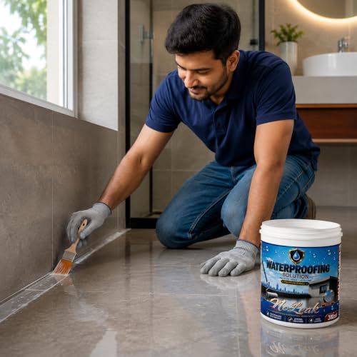 Image of Transparent Waterproofing Solution 300 ml with Brush | Crack Seal Water Leakage Repair Adhesive for Roof Wall Bathroom Tiles Window Gaps | Indoor Outdoor Sealant Coating